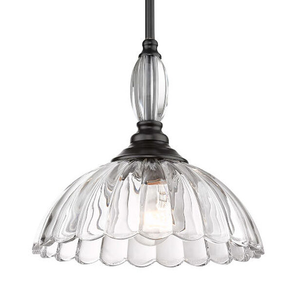 Audra Matte Black One-Light Pendant with Clear Glass Shade, image 4